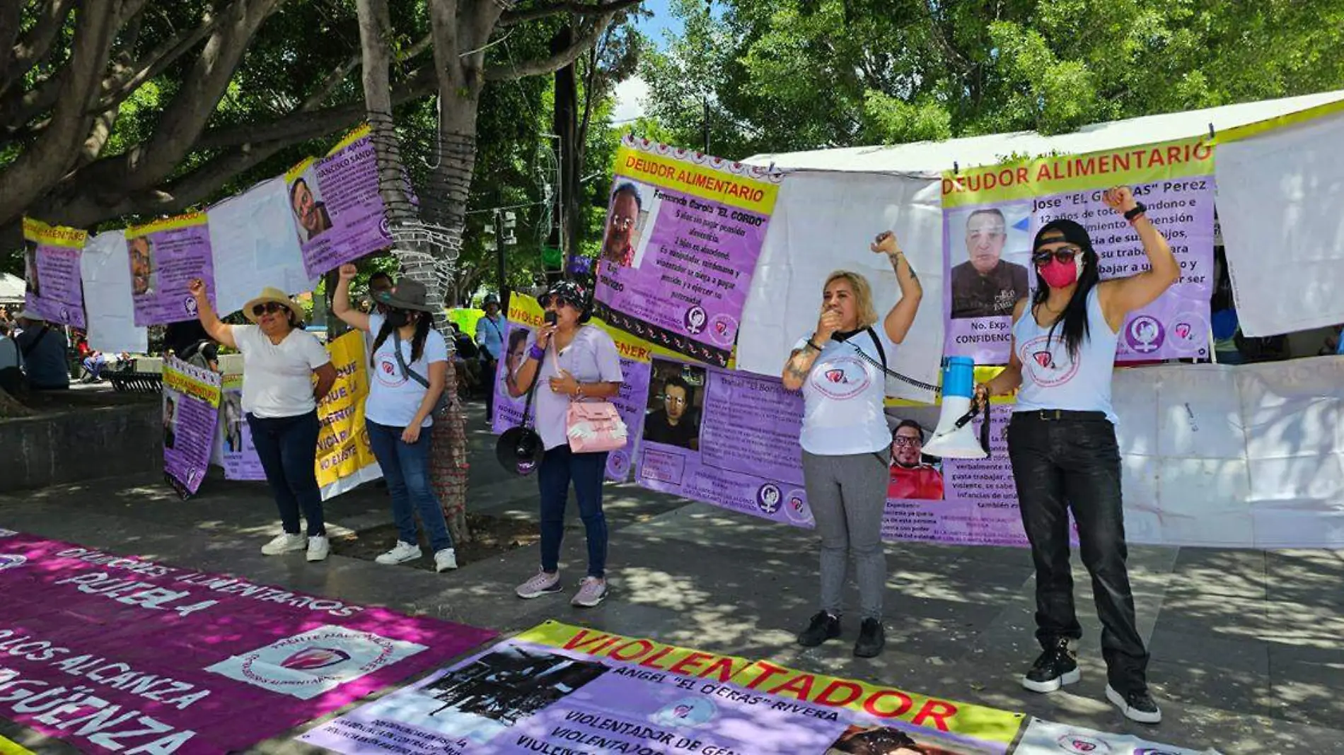 Las mujeres del Frente Poblano de Deudores Alimenticios se manifestaron en el Parque del Carmen